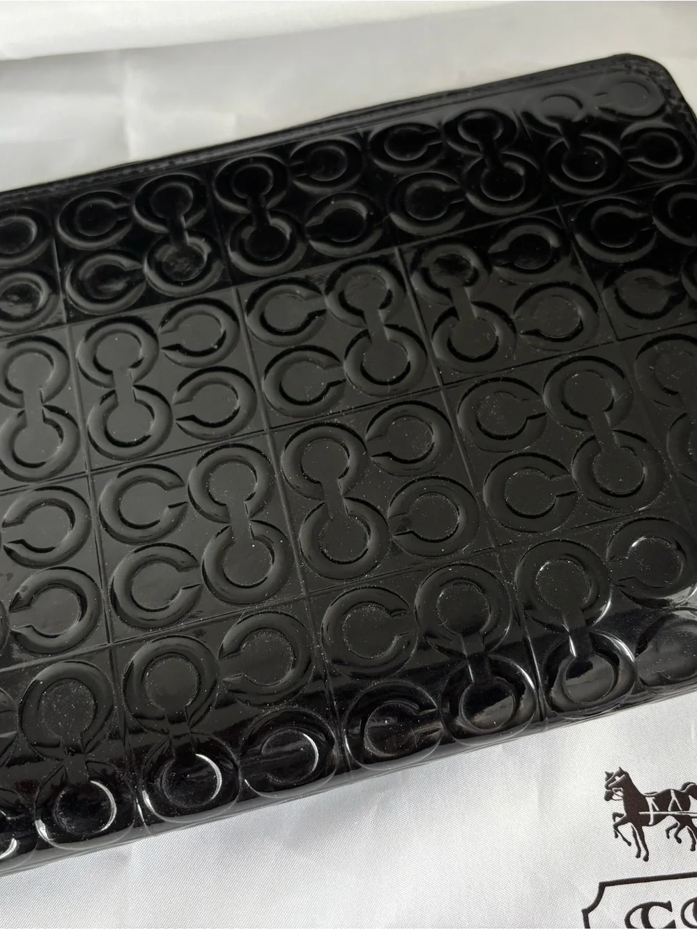 Coach Black Zip Notebook Folio with Gold Accents